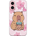 Miniatyrbilde 1 av 3: Apple iPhone 16 Gjennomsiktig deksel Kawaii Capybara Hjerteani