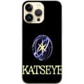 Miniatyrbillede 1 af 3: Kompatibel Mobilcover til Apple iPhone 14 Pro Max KATSEYE-logo med gul stjerne, lilla omløbsringe og lys typografi mod sort baggrund sort