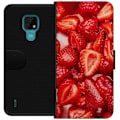 Miniatyrbillede 1 af 3: Motorola Moto E7 Tegnebogsetui Jordbærmønster - sødt motiv med sommerstemning