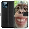 Miniatyrbillede 1 af 3: Apple iPhone 12 Pro Max Tegnebogsetui Chimp Selfie Rolig Grafisk Design Abe Dyremotiv Trendy Sjovt Motiv Populært Urban Kunst Stil