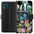 Pikkukuva 1 / 3: Motorola Moto E13 Lompakkokotelo Minecraft-matkapuhelinkotelo metsällä ja pikselityylisillä hahmoilla