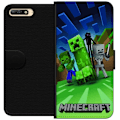 Pikkukuva 1 / 3: Huawei Y6 (2018) Lompakkokotelo Minecraft Creeper mobilskal i klassisk grön pixelstil