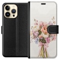 Miniatyrbillede 1 af 3: Apple iPhone 15 Pro Max Tegnebogsetui Mobilcover med farverig blomsterbuket i romantisk stil