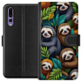 Miniatyrbillede 1 af 3: Huawei P20 Pro Tegnebogsetui Sengångarstil - afslappet motiv med sød dovendyr
