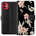 Miniatyrbilde 1 av 3: Apple iPhone 11 Lommeboketui Blomstermønster Svart