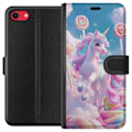 Miniatyrbillede 1 af 3: Apple iPhone 8 Tegnebogsetui Enhjørning Candy Pastel Kawaii Motiv Sød Populær Farve Grafisk Trend Børne Motiv Fantasy Art