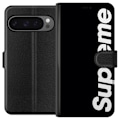 Miniatyrbillede 1 af 3: Google Pixel 9 Pro XL Tegnebogsetui Supreme Sort Hvid Streetwear Design Klassisk Modeikon Trend Urban Stil Grafiskt Motiv Populær