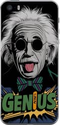 Kompatibelt Mobildeksel til Apple iPhone 5s Tegnet Albert Einstein med solbriller, utstrakt tunge og grønn Genius-tekst svart