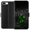 Miniatyrbillede 1 af 3: Kompatibel Tegnebogsetui til Apple iPhone 7 Plus Grøn pixelikon på sort baggrund med realistiske vanddråber sort