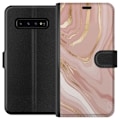 Pikkukuva 1 / 3: Samsung Galaxy S10 Lompakkokotelo Marmori Vaaleanpunainen
