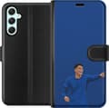 Kompatibel Tegnebogsetui til Samsung Galaxy A34 Silva blå - Thiago Silva i blå kamptrøje mod mørkeblå baggrund blå