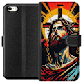 Pikkukuva 1 / 3: Apple iPhone SE (2016) Lompakkokotelo Jeesus ja Kortti - uskonnollinen motiivi syvällä symboliikalla