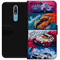 Pikkukuva 1 / 3: Nokia 2.4 Lompakkokotelo Nopeat Autot - Piirretty Kuvio Toiminnalla
