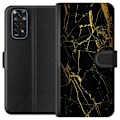 Miniatyrbillede 1 af 3: Xiaomi Redmi Note 11 Tegnebogsetui Marmor Sort & Guld