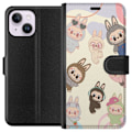 Miniatyrbild 1 av 3: Apple iPhone 15 Plus Plånboksfodral Labubu Pop Mart Kollektion Motiv Figur Samling Design Populärt Art Toy Pop Mart Kreativ Grafiskt