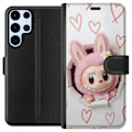 Miniatyrbillede 1 af 3: Samsung Galaxy S24 Ultra Tegnebogsetui Labubu Hjerte Baggrund Pop Mart Kærlighed Tema Karakter Design Populært Motiv Samlerfigur Kunst Legetøj Seri