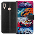 Pikkukuva 1 / 3: Huawei P20 lite Lompakkokotelo Nopeat Autot - Piirretty Kuvio