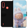 Miniatyrbillede 1 af 3: Motorola Moto E7 Power Tegnebogsetui Labubu Lyserød Stemning