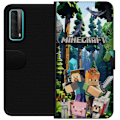 Pikkukuva 1 / 3: Huawei P smart 2021 Lompakkokotelo Minecraft-matkapuhelinkotelo metsällä ja pikselityylisillä hahmoilla