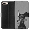 Miniatyrbild 1 av 3: Apple iPhone 8 Plus Plånboksfodral Grå Hund Grafisk Design Tuff Djurmotiv Street Art Urban Trend Hundälskare Stil Populärt Motiv