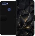 Kompatibel Tegnebogsetui til Huawei P smart Abstrakte sorte geometriske former med tynde gyldne linjer og lyspunkter sort