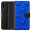 Pikkukuva 1 / 3: Samsung Galaxy A50 Lompakkokotelo Siniset Sydämet