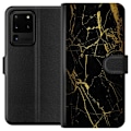 Miniatyrbillede 1 af 3: Samsung Galaxy S20 Ultra Tegnebogsetui Marmor Sort & Guld