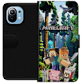 Pikkukuva 1 / 3: Xiaomi Mi 11 Lompakkokotelo Minecraft-matkapuhelinkotelo metsällä ja pikselityylisillä hahmoilla