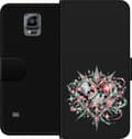 Kompatibel Tegnebogsetui til Samsung Galaxy Note 4 Sølvfarvet hjerte af spejlfliser med lyserøde og mintgrønne lyskæder sølv