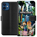 Pikkukuva 1 / 3: Apple iPhone 12  Lompakkokotelo Minecraft-matkapuhelinkotelo metsällä ja pikselityylisillä hahmoilla