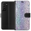 Kompatibelt Lommeboketui til Samsung Galaxy S21+ 5G Glitter Leopard