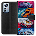 Pikkukuva 1 / 3: Xiaomi 12 Pro Lompakkokotelo Nopeat Autot - Piirretty Kuvio Toiminnalla