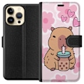 Pikkukuva 1 / 3: Apple iPhone 14 Pro Max Lompakkokotelo Kawaii Capybara Sydän