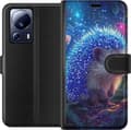 Kompatibelt Lommeboketui til Xiaomi 13 Lite Pinnsvin med blålysende pigger blant planter og stjernelignende lyspunkter blå