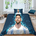 Pikkukuva 5 / 5: Laadukas uusi 2-osainen Messi-peittosetti 3D-vuodevaatteet Lionel-peitto Erittäin pehmeä mikrokuitu vetoketjullisella tyynyliinalla Yhden hengen-WELLNGS Single135x200cm