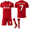 Miniatyrbild 1 av 2: Högkvalitativt nytt Liverpool hemmatröja set 2025-2026 Barn Vuxna Fotbollskit No.7 LUIS DIAZ No.7 LUIS DIAZ 26