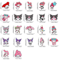 Miniatyrbillede 2 af 5: Højkvalitets nye 22 stk. My Melody Kuromi påsy-/strygemærker, tegneserie DIY broderet applikationslapp til jakker, jeans, bukser, tøj