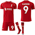 Miniatyrbillede 1 af 2: Høj kvalitet nyt 2025-2026 Liverpool Hjemmebanetrøjesæt Børn Voksne Fodbolddragt No.9 DARWIN No.9 DARWIN 18