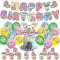 Pikkukuva 1 / 4: Laadukas uuden tyylin Pusheen-teemainen syntymäpäiväjuhlien ilmapallot, banneri, kakunkoristeet, juhlakoristesetti