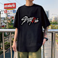 Miniatyrbillede 1 af 2: Højkvalitets ny stil K-POP Stray Kids trykt bomulds T-shirt til mænd kvinder sort 2 black 2 4XL