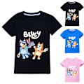 Miniatyrbillede 2 af 3: Sæsonkampagne! Høj kvalitet Børne Bluey Skoleferie T-shirt Drenge Piger Sommer Strand T-shirt Toppe Sort Sort Black 120 cm