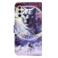 Miniatyrbild 5 av 5: Compatible with Samsung Galaxy A56 5G Case Pattern Print PU Leather Wallet Phone Case Cross Texture Multicolor Multicolor Snow Wolf