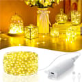 5M LED-ljusslinga 1-pack - Timer Varmvit Uppladdningsbar för Jul Bröllopsfest Yellow 1 PC-5 meters
