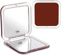 Portable Folding Makeup Mirror with 15x Magnification röd