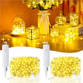20M LED-ljusslinga 2-pack - Timer Varmvit Uppladdningsbar för julbröllopsfest Yellow 2 PC-20 meters