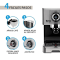 Miniatyrbillede 4 af 4: TM Electron TMPCF101 Manuel Espresso Kaffemaskine 15 trykstænger, 1200W, 1,2 L depositum, Leche Espumador, 3 funktioner, Fab
