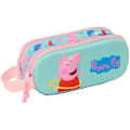 Pikkukuva 1 / 2: Safta Peppa Pig 3D tuplakynäkotelo kouluikäisille lapsille, mukava ja monipuolinen, laadukas ja kestävä, 21 x 6 x 8 cm, Rosa