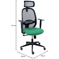 Miniatyrbillede 2 af 2: Ergonomisk kontorstol - PIQUERAS Y CRESPO - Model Bali - Sort - Justerbare armlæn - Justerbar hovedstøtte smaragdgrön
