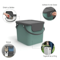 Miniatyrbillede 2 af 4: Rotho Albula Affaldsseparationssystem 40l til køkkenet, Plastik (PP) uden BPA, mørkegrøn/antracit, 40l (39,8 x 35,8) Mørk
