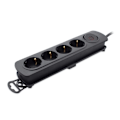 Miniatyrbillede 1 af 4: Tm Elektron Multiprise 4 Stik med Kontakt, Sort - TMUAD204BK